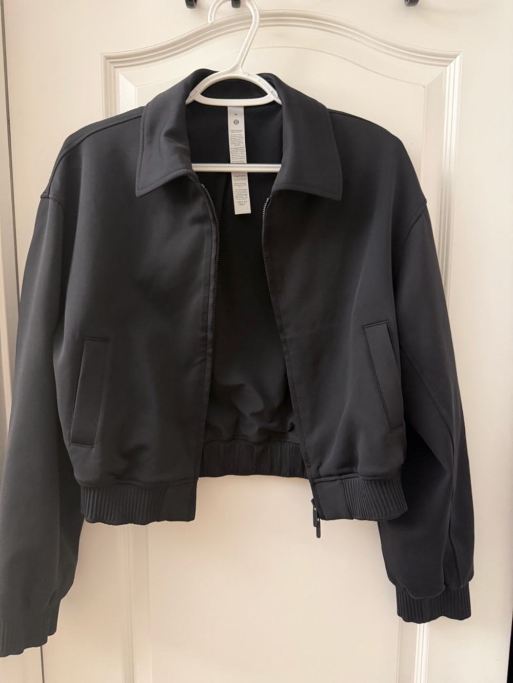 lululemon Black Cropped Bomber Jacket